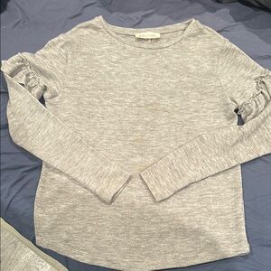 Gray Long ruffle Sleeve Top